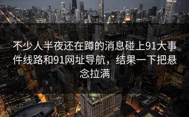 不少人半夜还在蹲的消息碰上91大事件线路和91网址导航，结果一下把悬念拉满