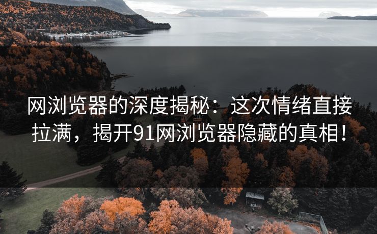 网浏览器的深度揭秘：这次情绪直接拉满，揭开91网浏览器隐藏的真相！
