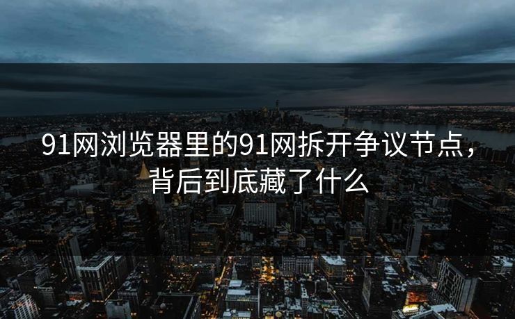 91网浏览器里的91网拆开争议节点，背后到底藏了什么