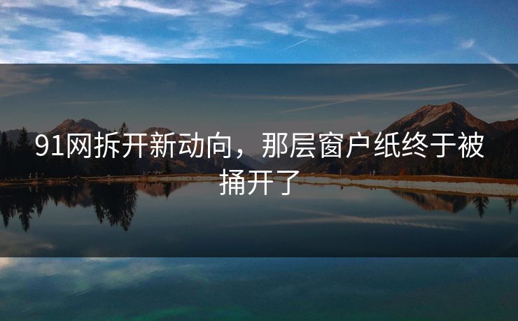 91网拆开新动向，那层窗户纸终于被捅开了
