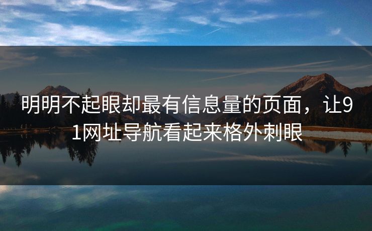 明明不起眼却最有信息量的页面，让91网址导航看起来格外刺眼