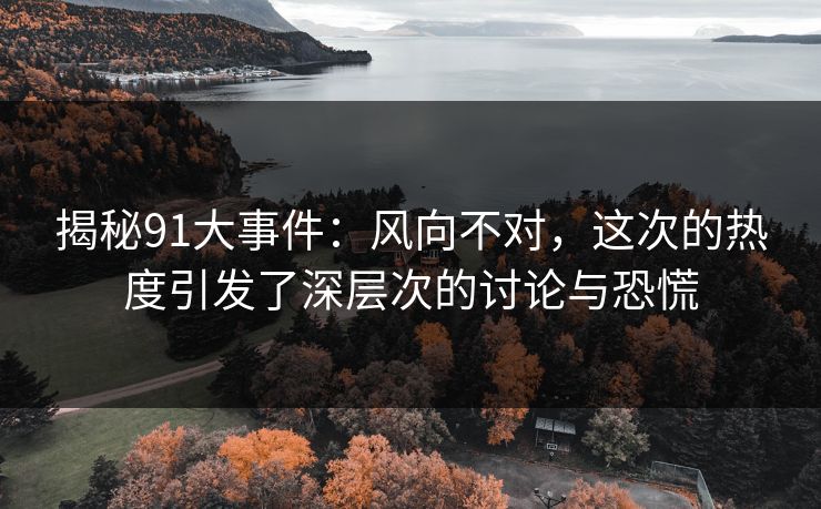 揭秘91大事件：风向不对，这次的热度引发了深层次的讨论与恐慌