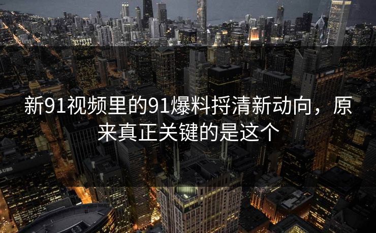 新91视频里的91爆料捋清新动向，原来真正关键的是这个